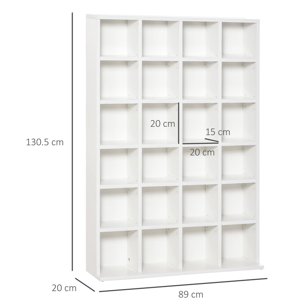 Mobile Wooden Library 24 compartments, white, 130.5x89x20cm - Borgè