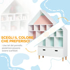Bookcase Toy Storage Shelf for Children's and Teens' Bedroom with White Cube Shelves, Two Colors Changed, Blue and Pink 82x30x126cm - Borgè