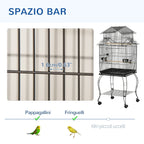 Indoor Wooden Bird Cage with Tray, 4 Wheels and Perch, 50x49x137cm - Borge' Group Limited