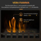 Metal Bioethanol Fireplace with 3h Combustion with 1.2L Tank and Cover | 25mÂ², 41x25x54 cm, Nero - Borgè