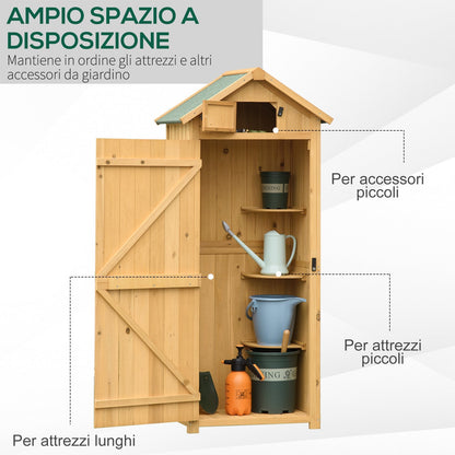 Outsunny garden shed holder in waterproof wooden tools, 77x54.2x179cm - yellow - Borgè