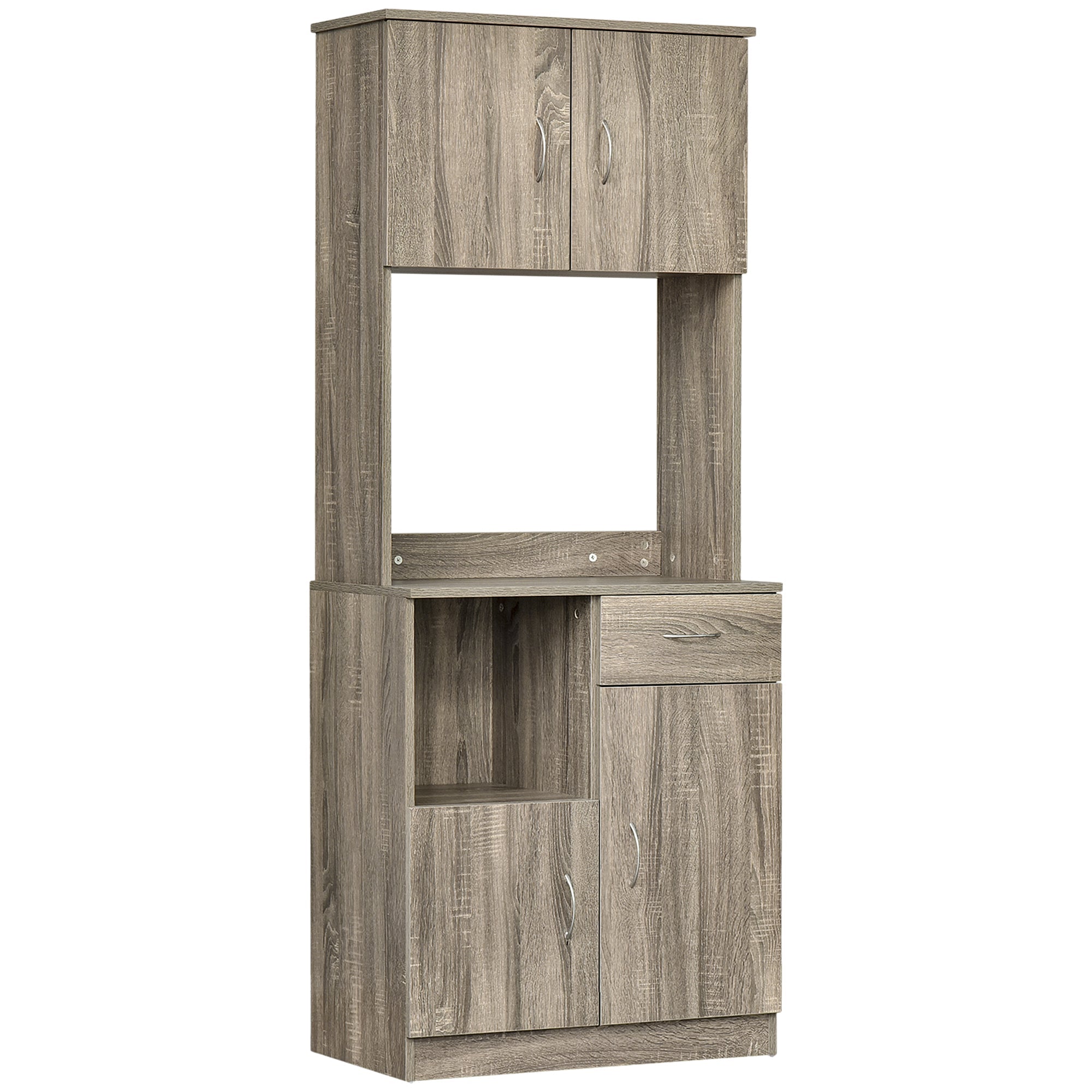 Modern Belief For Kitchen or Dining Room, Buffet Mobile With Wooden Cabinets And Drawers, Grey, 71x41x178cm - Borgè
