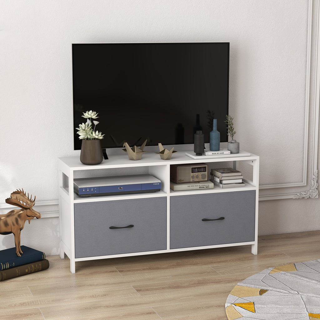 Homcom Mobile TV 45 "Max in MDF and non -woven fabric with 2 drawers and 2 shelves, 100x30x53 cm, white and gray - Borgè