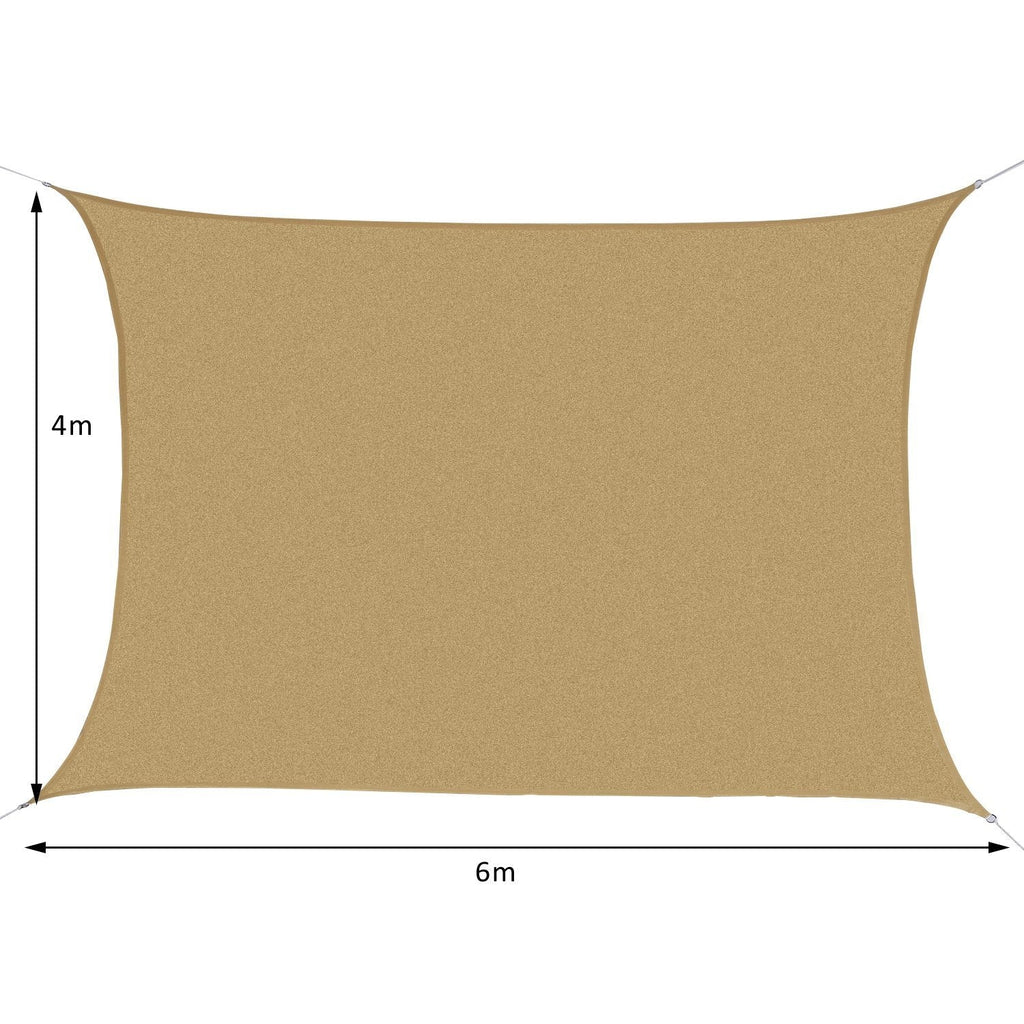 4 x 6m PE Rectangular Sun Shade Sail Awning UV Protection Sun Shade Sail, Yellow - Borge' Group Limited