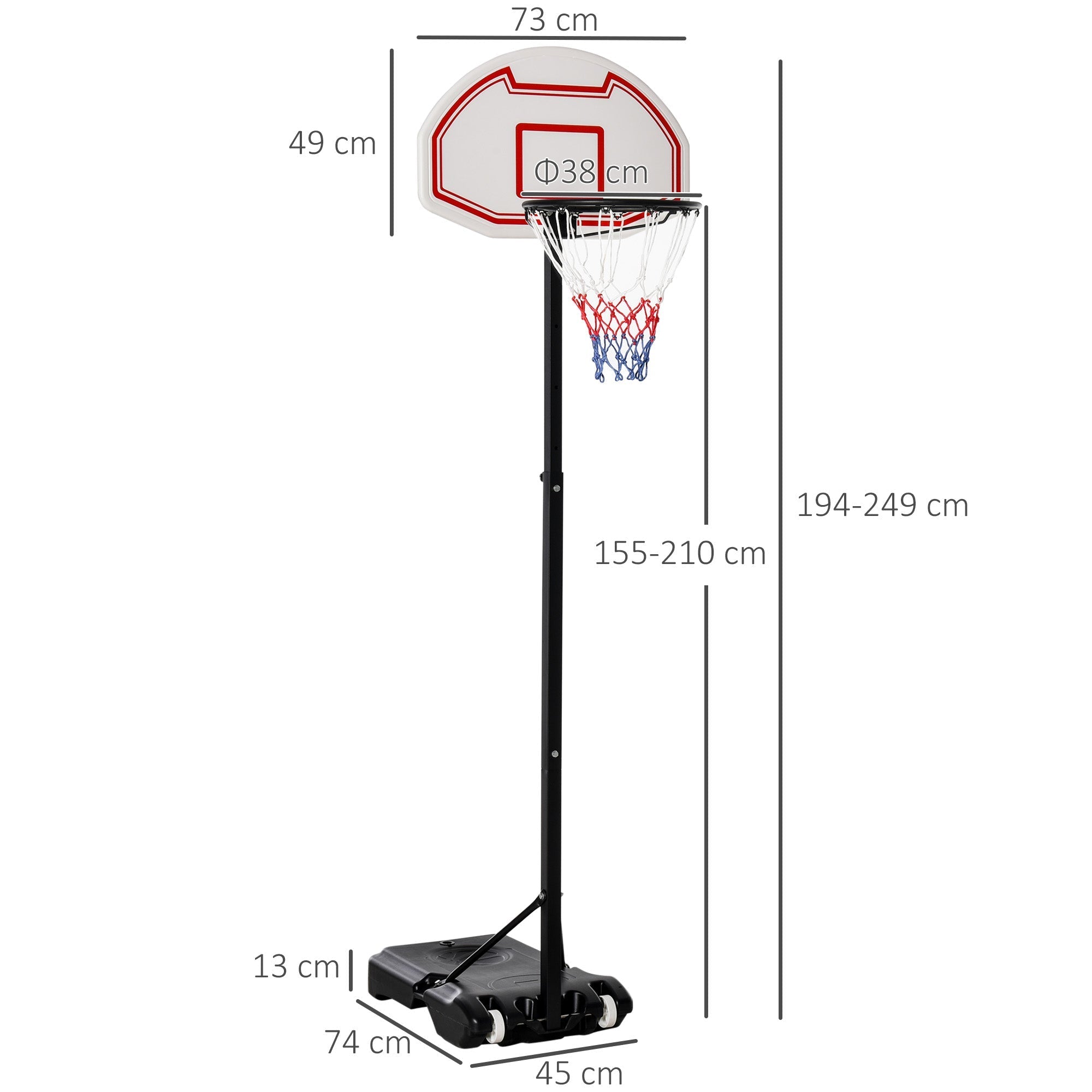 outdoor basketball basketball with support and adjustable height in steel - Borge' Group Limited