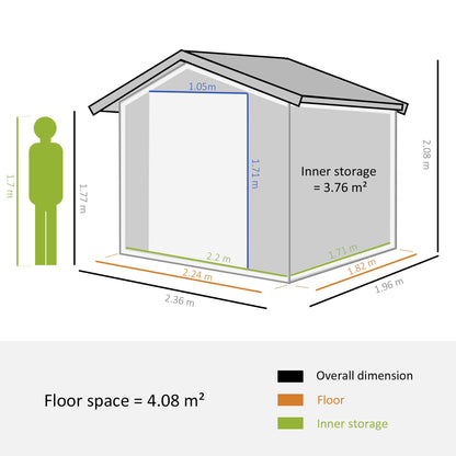 Garden house holder steel tools with sliding doors and air intakes, 196x236x208cm, brown - Borgè