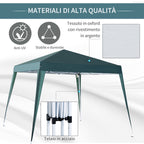 2.4x2.4m Folding Garden Gazebo with Steel Frame and Windproof Ropes, Green - Borge' Group Limited