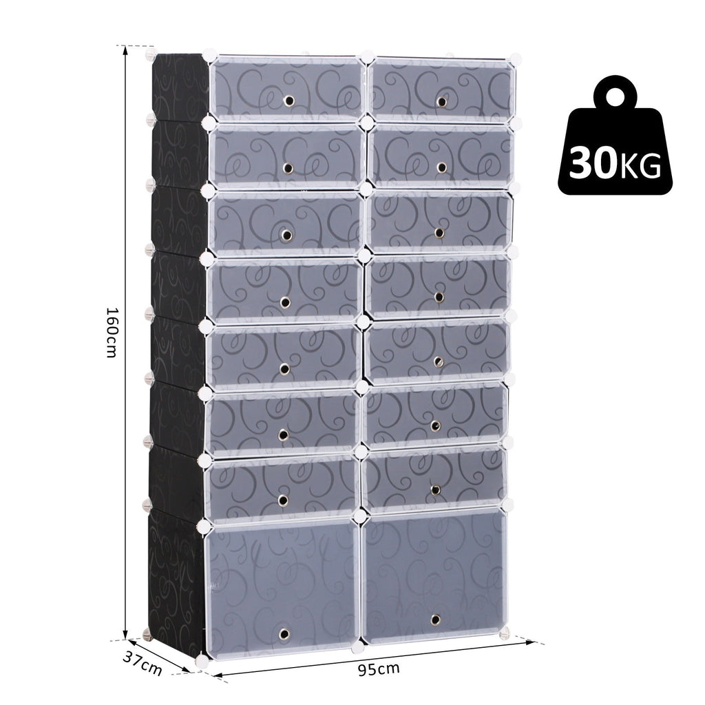 Modular Scarpera 16 cubes in PP black and white 95x37x160cm - Borgè