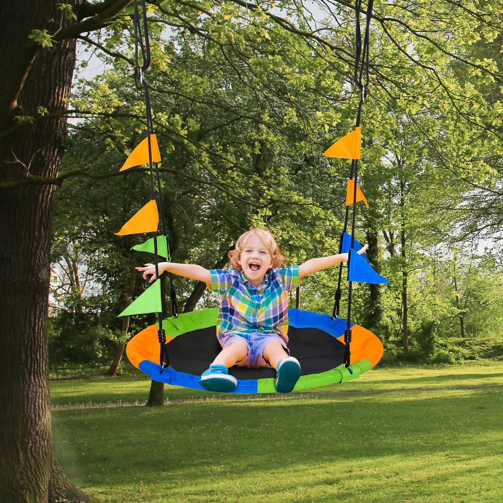 Outsunny Round swing for children +3 years for outsiders and multicolor interiors - Borgè