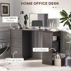 Homcom PC Desk with 3 shelves and 3 drawers per room and office, in MDF wood, 120x49x72 cm, black - Borgè