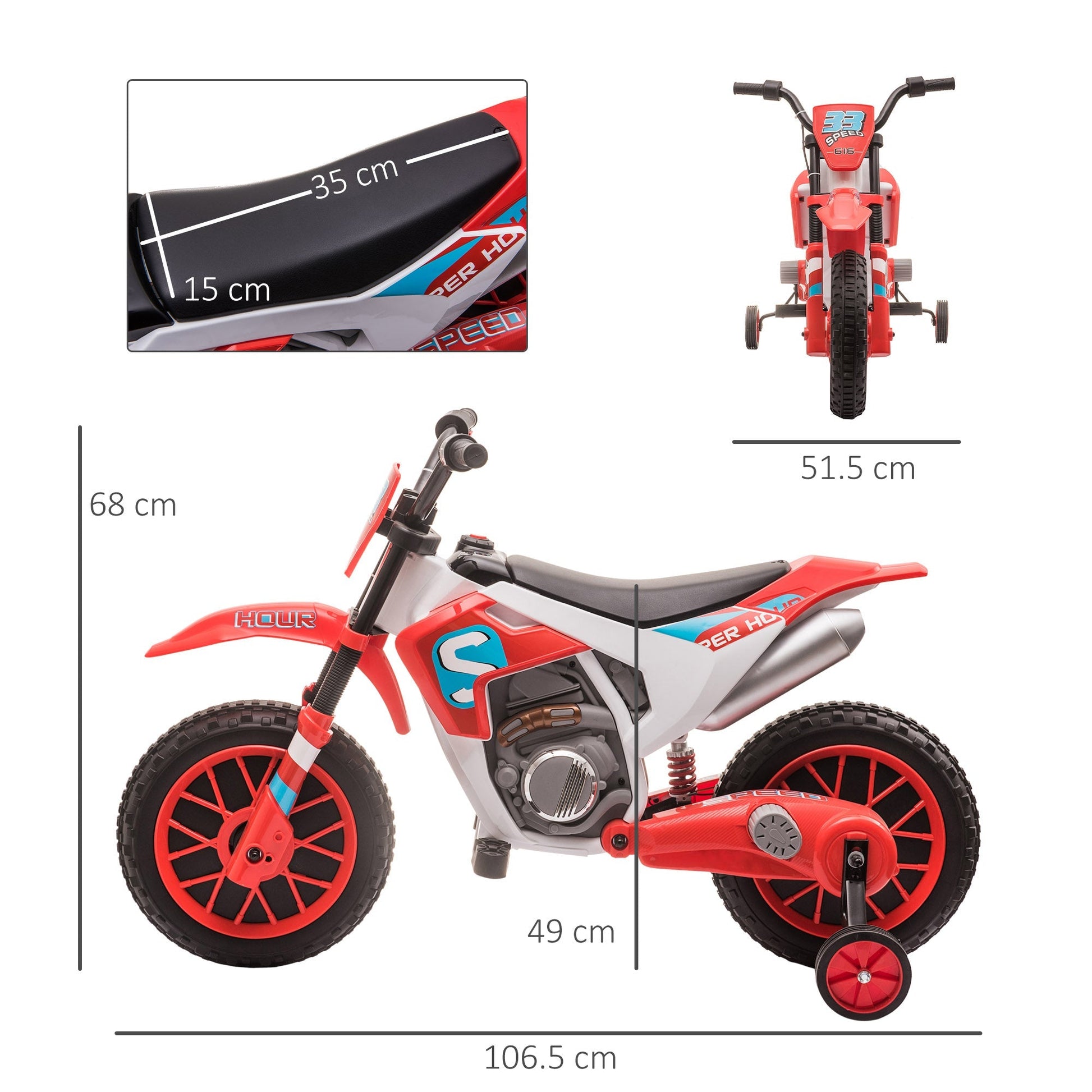 electric cross motorcycle for children for 3-5 years - red - Borgè