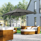 Garden Umbrella with 5-Level Adjustable Angle and 360° Rotation, 2.5x2.5 m, Grey - Borge' Group Limited