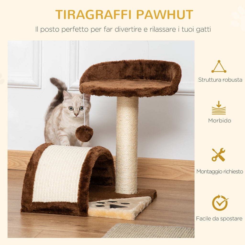 Brown Cat Tree for cats with Scratch Pole 36x36x44cm - Borge' Group Limited