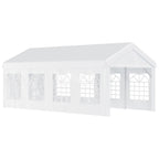 8x4m Steel Garden Gazebo with Removable Walls and Clear Windows, White - Borge' Group Limited