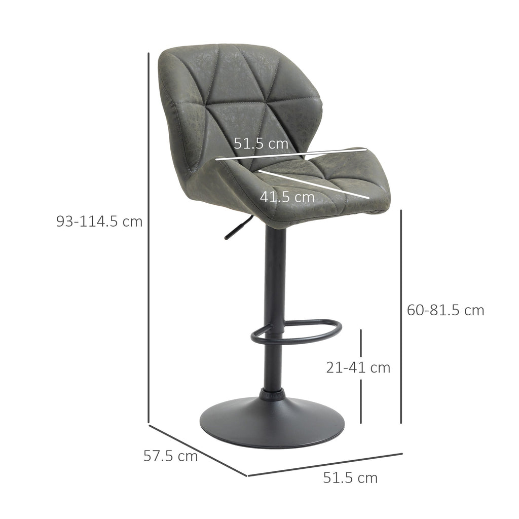 Set 2 swivel bar stools with adjustable height, similar coating and round base - military green - Borgè