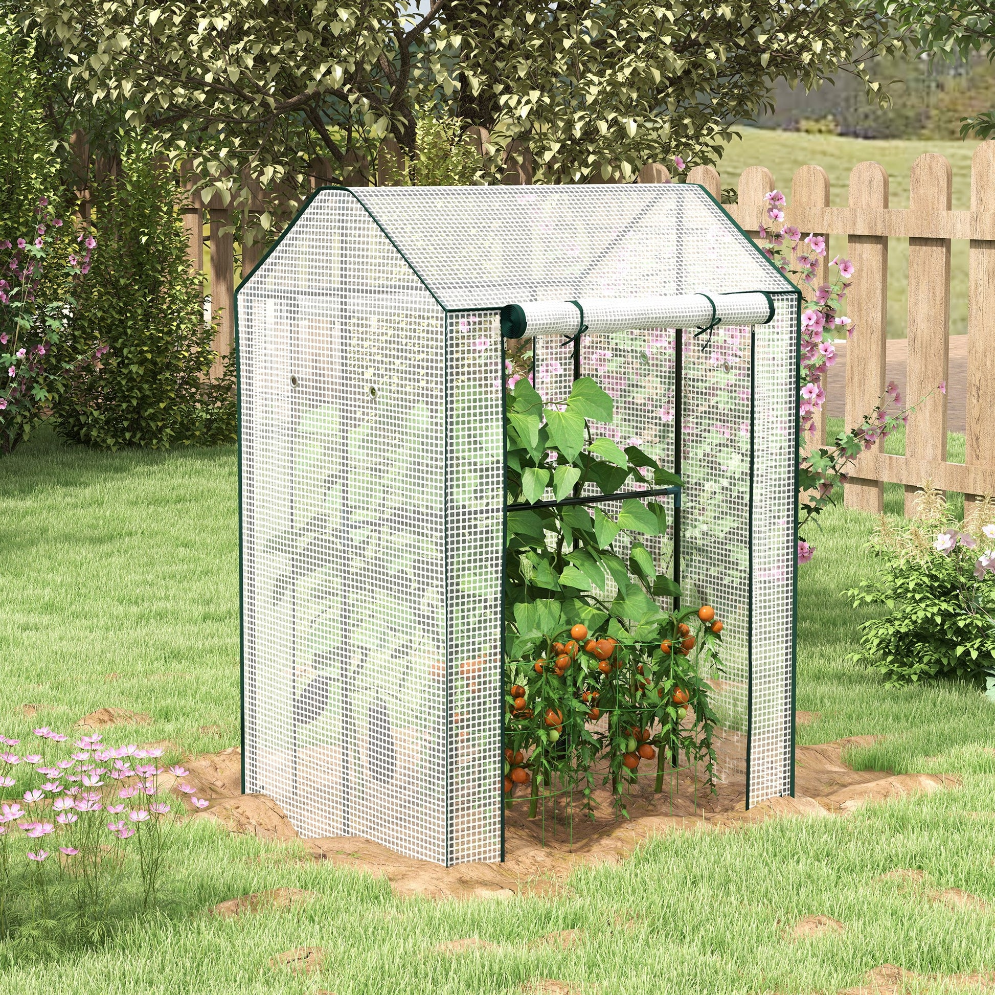 Outsunny Garden greenhouse with pear coverage, 2 separate areas and rolled doors, 100x80x150cm - Borgè