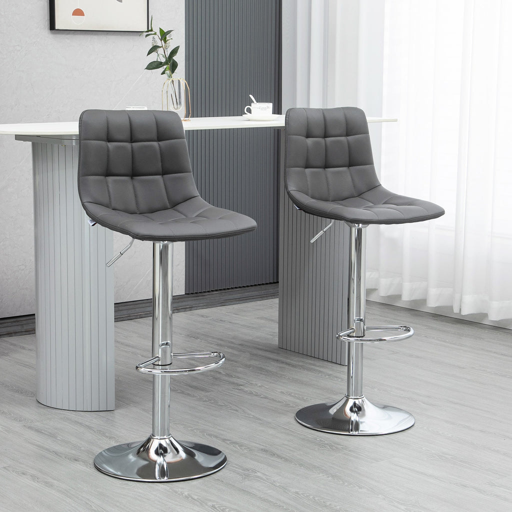 Set 2 swivel bar stools in like backs and backs, 42x45x89-110cm, Grey - Borgè