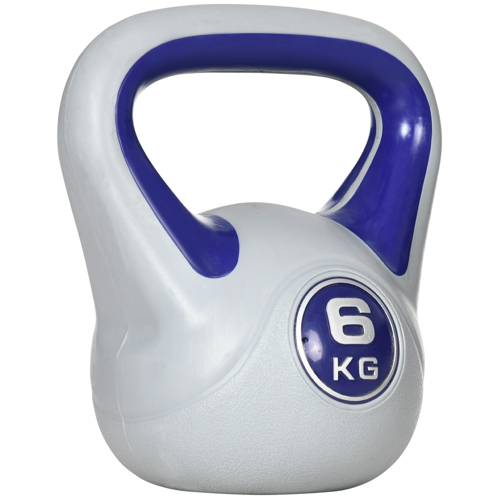 Kettlebell 6kg with Soft Coating and Flat Base in PU and Sand, 20x13x22cm, Purple - Borge' Group Limited