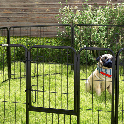 PAWHUT Fence for 8 -piece dogs modular for interior and outdoor, in steel, 80x60 cm, black - Borgè