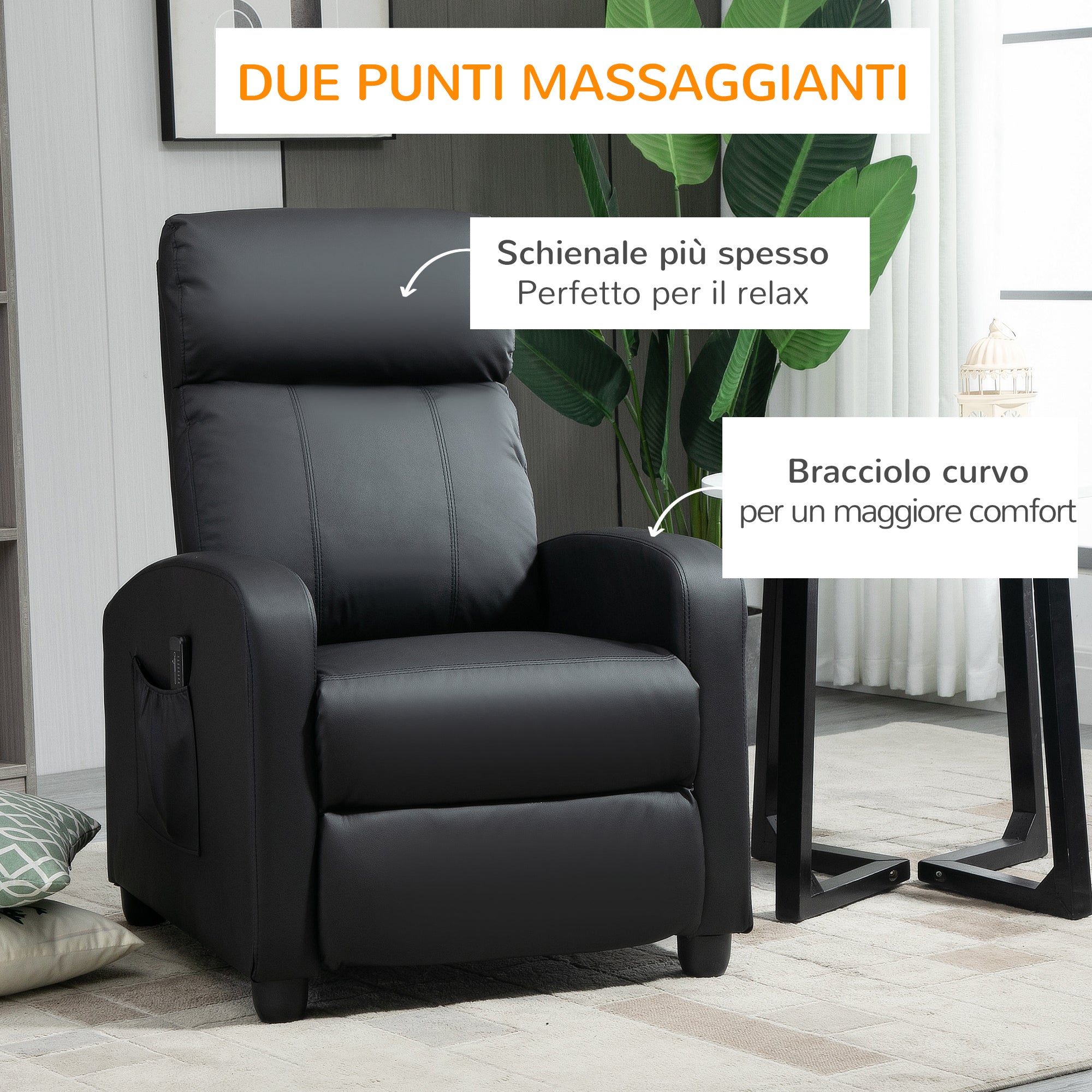 Homcom Campaign Relax Massive with remote control and 8 programs, reclination and footrests, 68x88x98cm, cream - Borgè