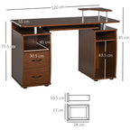 Desk PC Wooden Door With Drawers And Home Keyboard and Walnut Office - Borgè