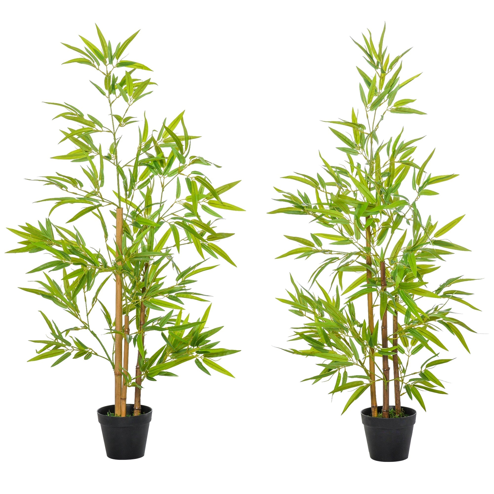 Outsunny set 2 artificial bamboo plants in 120cm pot for interiors and outsiders - Borgè