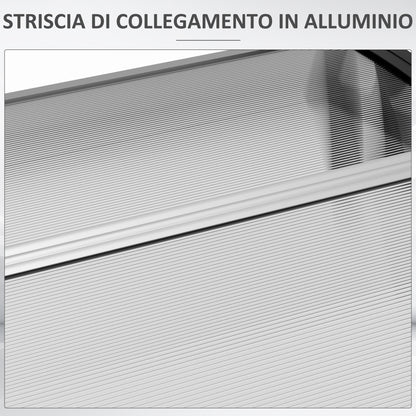 Outsunny modern roof in polycarbonate, aluminum and pp for balconies, windows and doors, 110x60x18 cm - Borgè