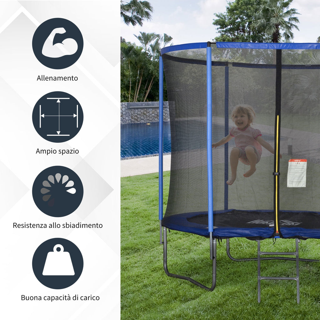 Elastic Rug for Children and Adults With Network and Padded Border φ244x240cm - Blue/Black - Borge' Group Limited