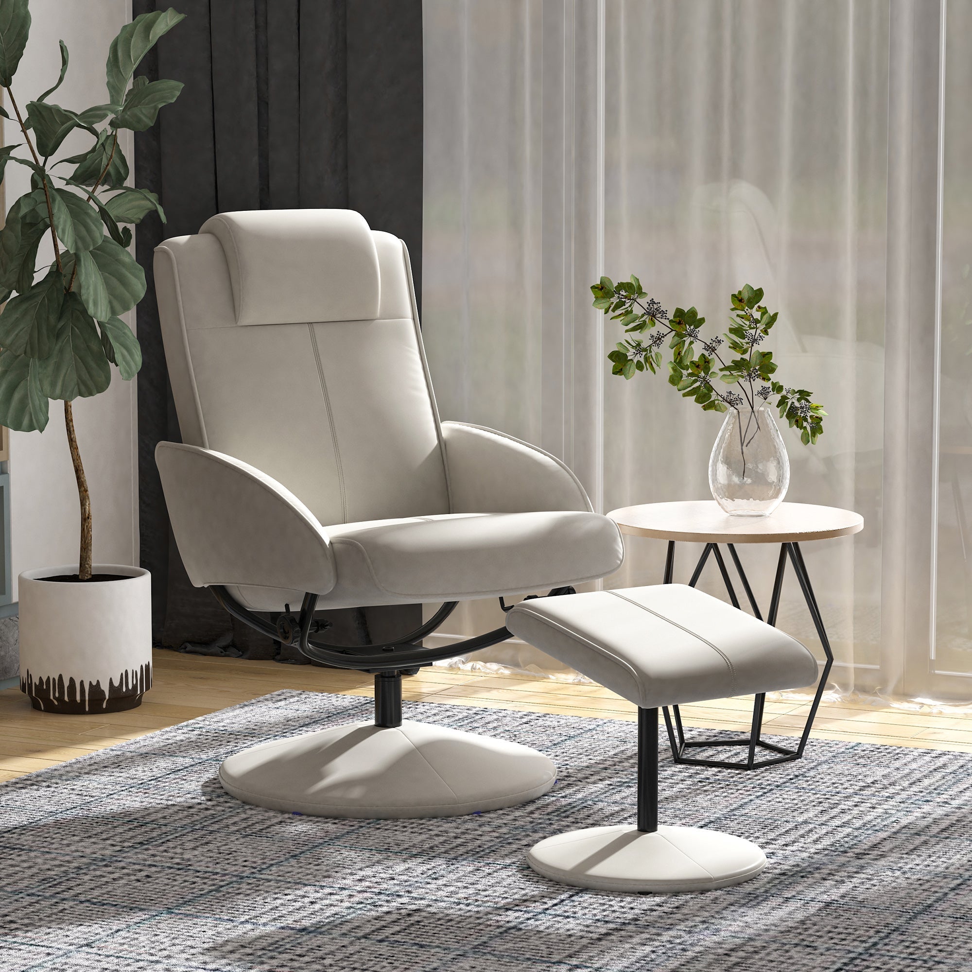 Homcom Relaxable relaxation armchair with gray faux leather footrests - Borgè