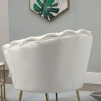 SEASHELL Design Cream Velvet Chamber Armchair With Back | 76x67x74cm - Borgè