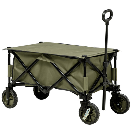 125L Folding Garden Cart with Handle and 5 Bags, 108x55x93 cm, Green - Borge' Group Limited