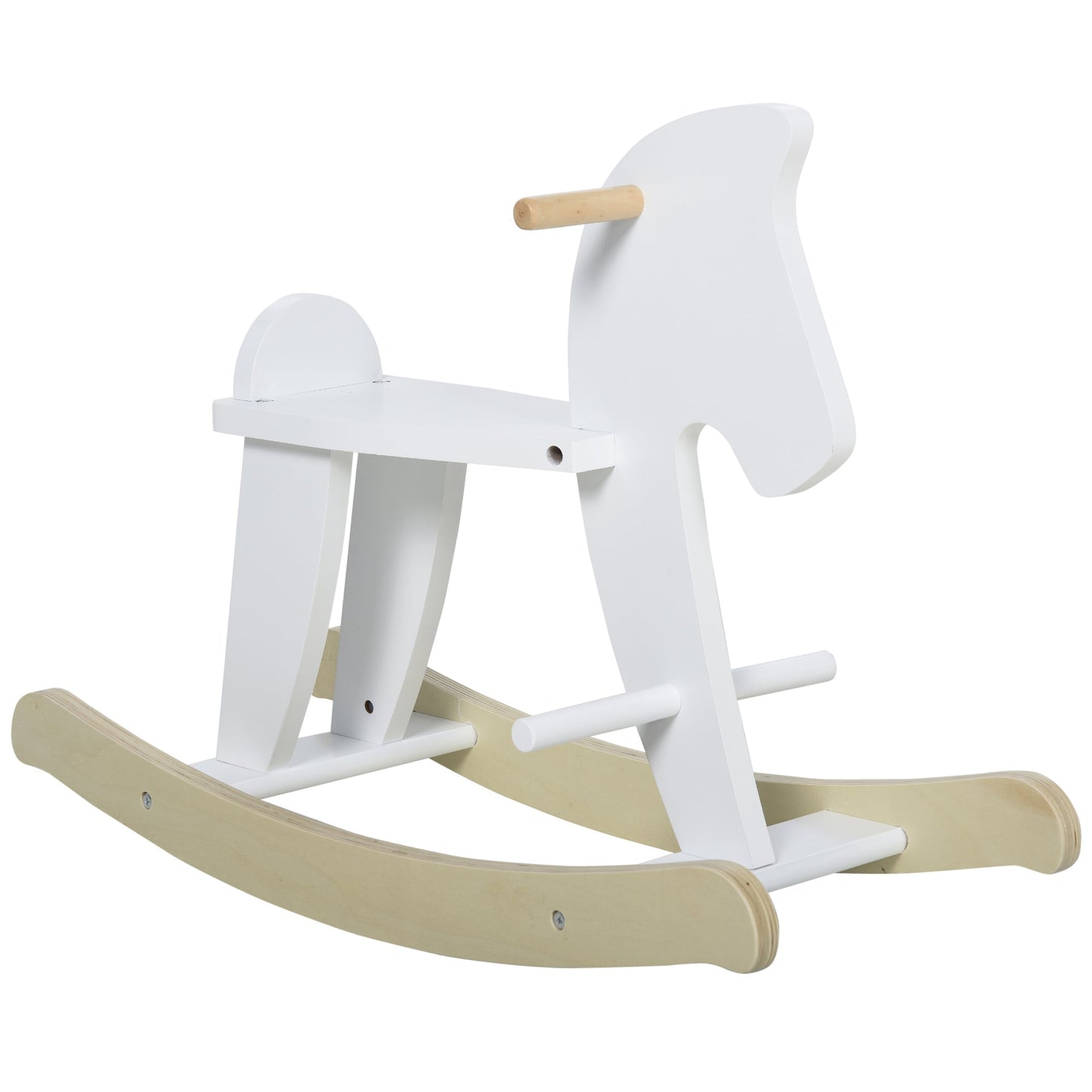 Children's Rocking Horse 1-3 Years Wooden with Handles and Footrest, 68x26. 5x48 cm, White