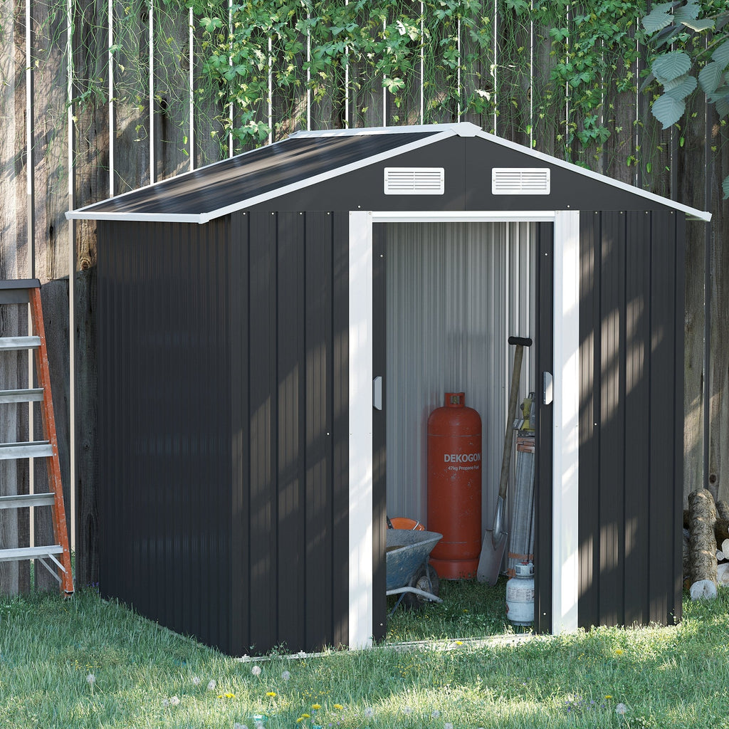 Galvanized Steel Garden Shed, Double Sliding Door and 4 Vents 2x1.5x1.9m - Borge' Group Limited