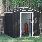 Galvanized Steel Garden Shed, Double Sliding Door and 4 Vents 2x1.5x1.9m - Borge' Group Limited