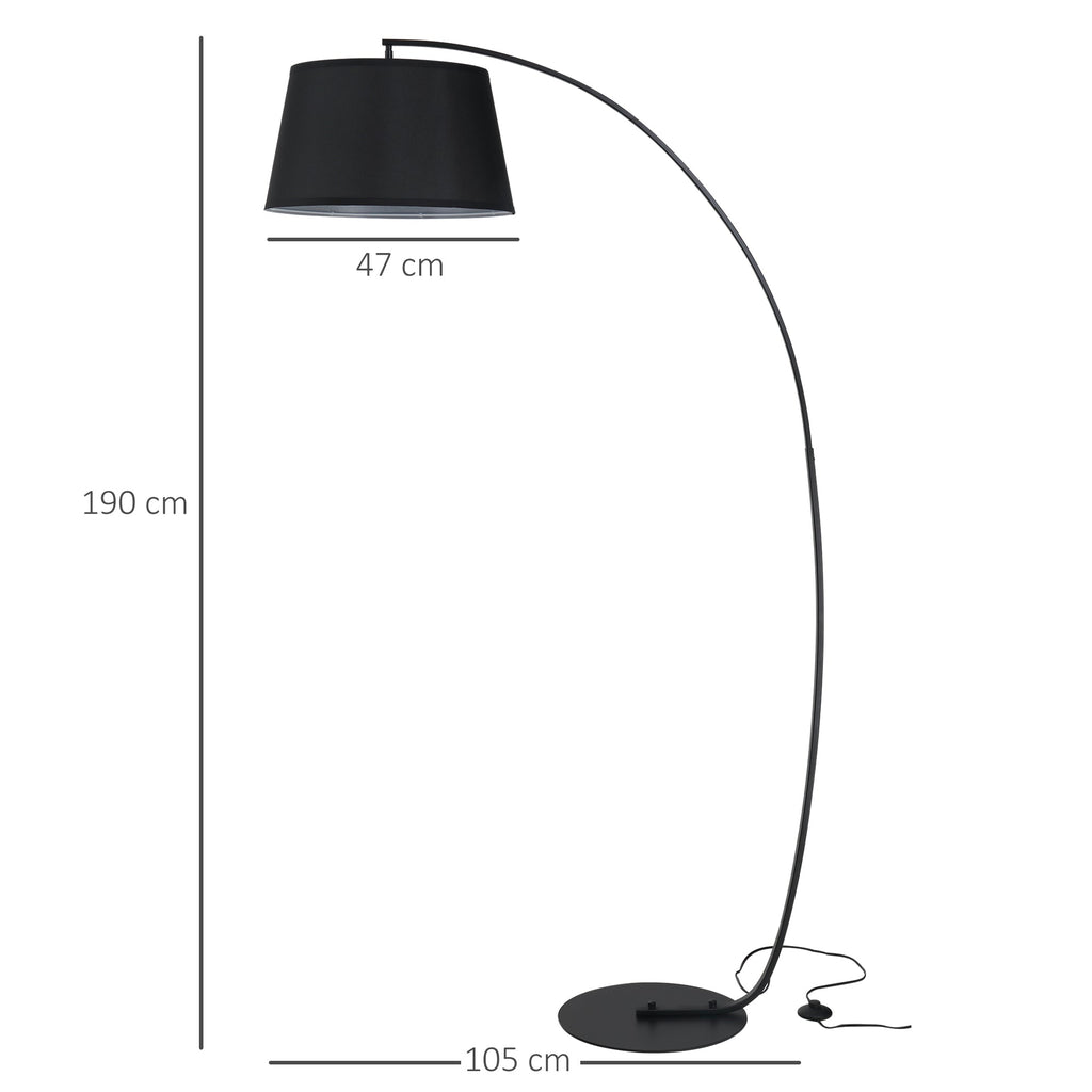 Arch Ground Lamp with fabric lampshade in black pedal switch - Borgè