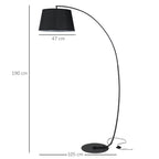 Arch Ground Lamp with fabric lampshade in black pedal switch - Borgè