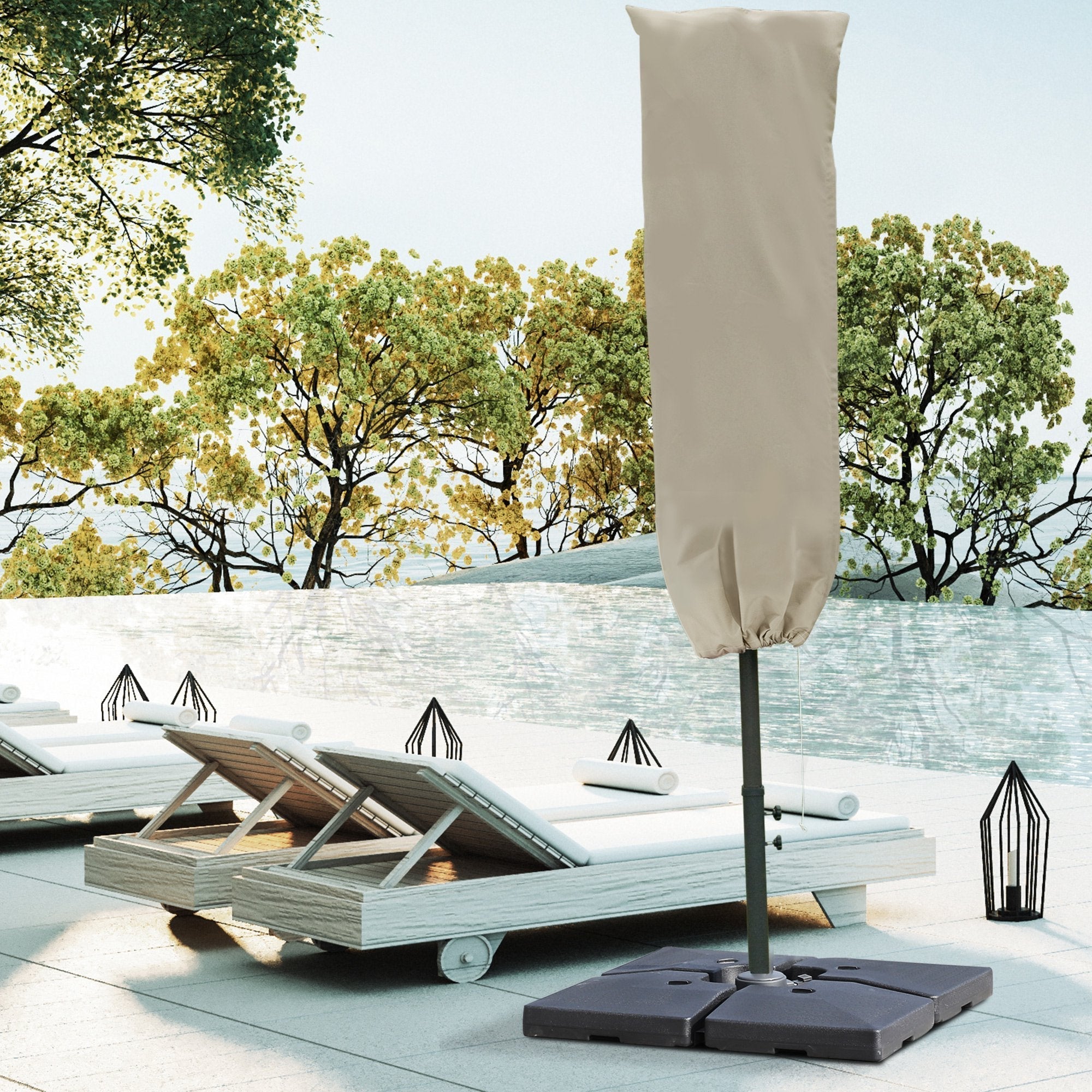 Waterproof Umbrella Cover, Tear-Resistant Garden Umbrella Cover, Khaki Φ63 x 164cm - Borge' Group Limited