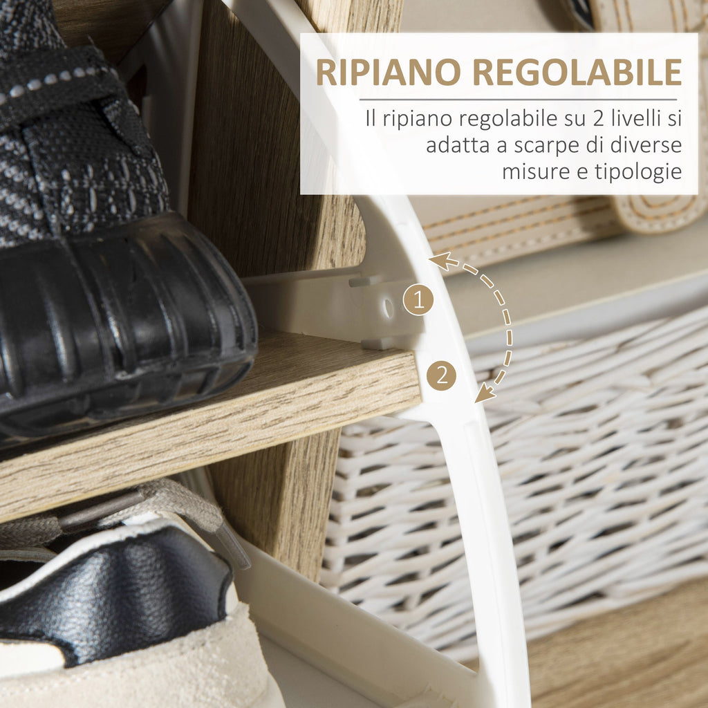 Scarpper saving for 8 pairs of shoes with 2 doors and wooden cabinet, 80x25.5x112.5cm, white - Borgè