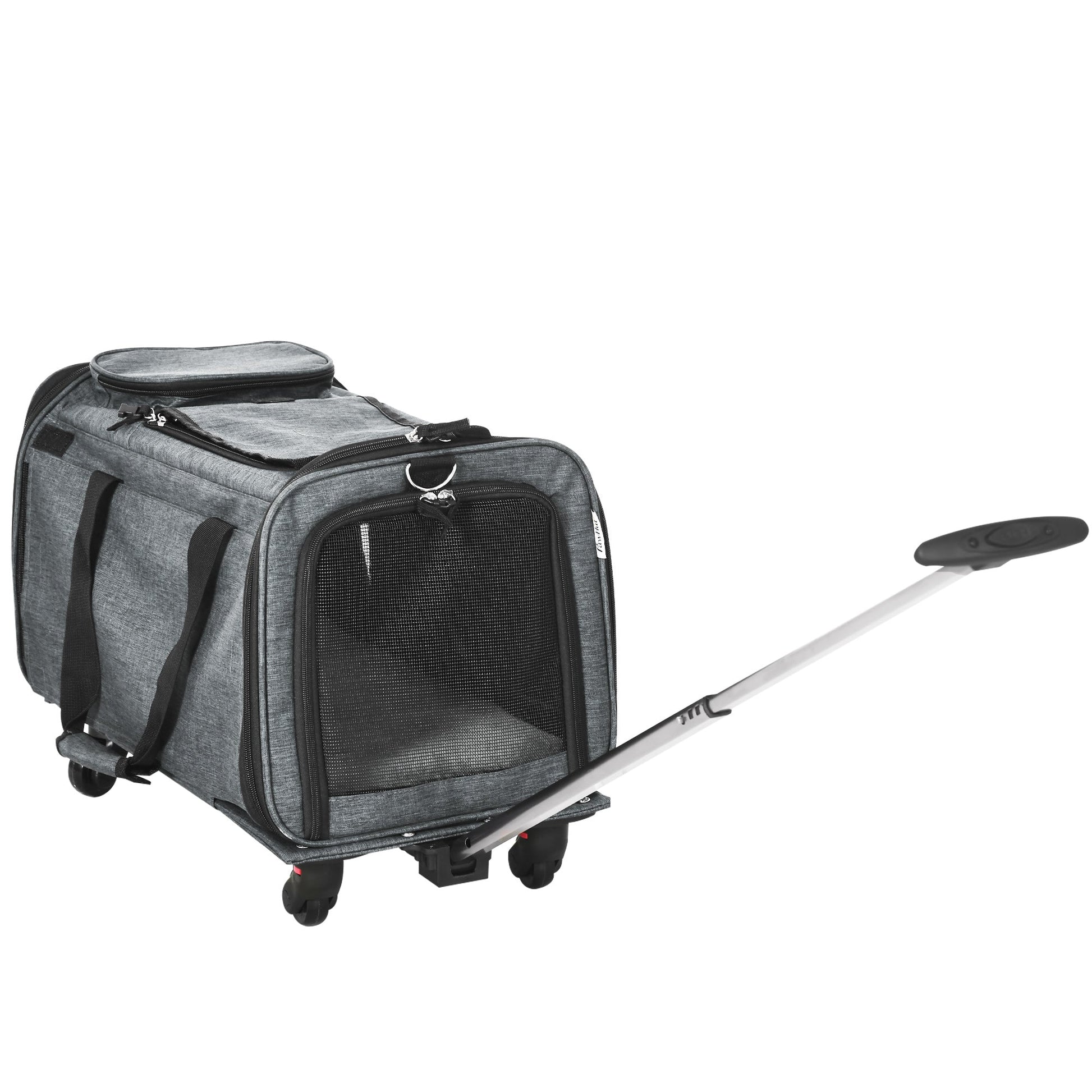 Pawhut transports for dogs and cats 4 in 1 folding with telescopic handle, 50x31x37 cm, Grey - Borgè