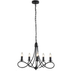 ceiling chandelier in black braided steel with 5 candles - Borgè