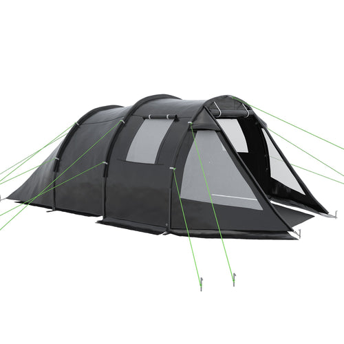 Outsunny camping curtain 3-4 people two rooms with windows, transport bag 475x264x172cm black - Borgè