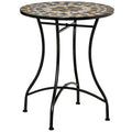 Round Metal and Mosaic Garden Table for Outdoor and Indoor Use, 60x71cm, Black - Borge' Group Limited