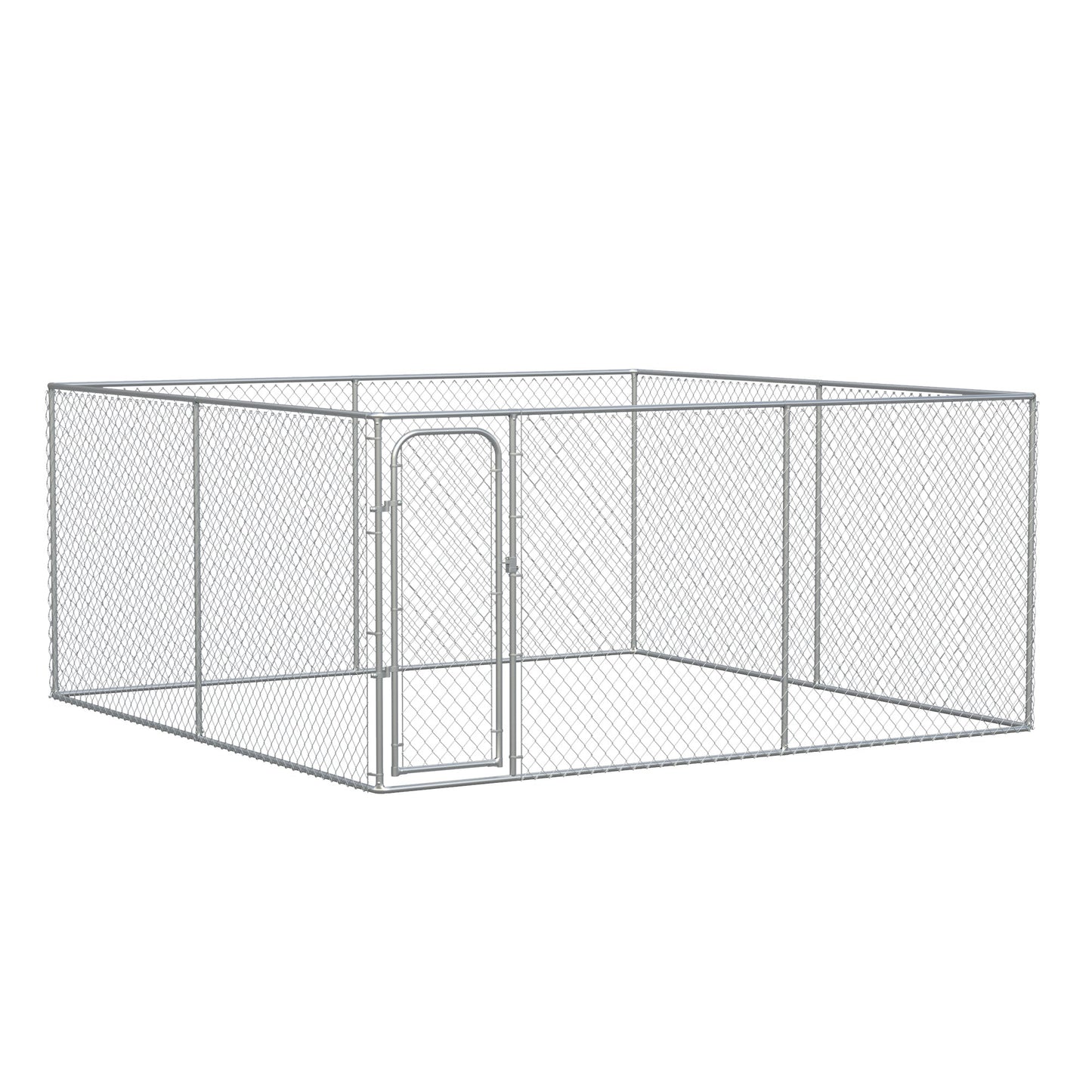 Pawhut Kennel for outdoor dogs with shirts with steel block, 400x400x182cm, silver - Borgè