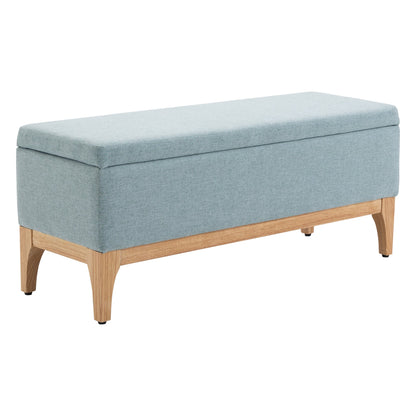 Ottoman Padded Bench Fabric Container with Scandinavian Design, 110x39x45Acm - Light Blue - Borgè