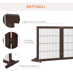Folding and Adjustable Pet Gate in Pine Wood and Metal with Stable Base, for Dogs and Puppies, 185x36x71cm - Borge' Group Limited