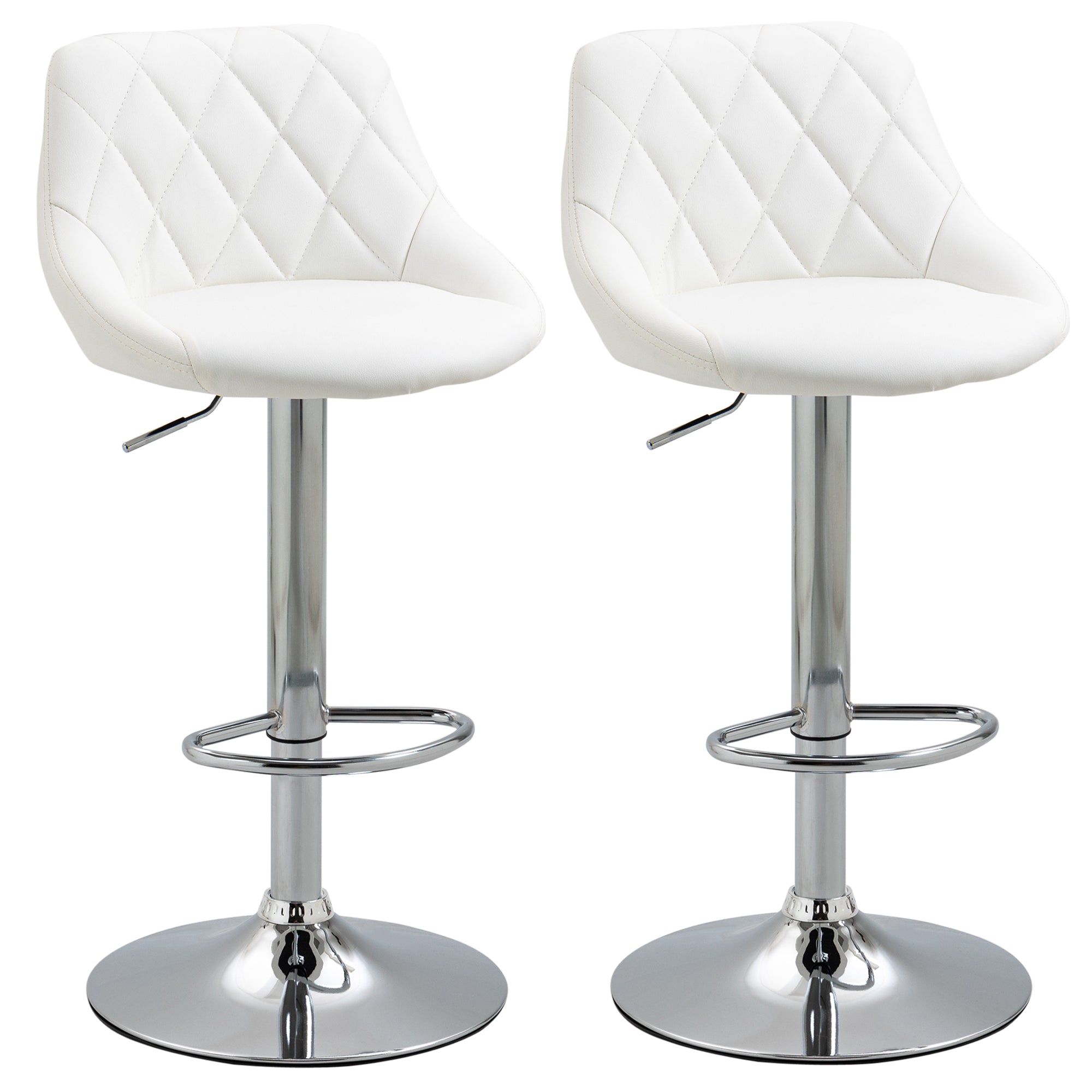 set 2 swivel design bar stools with adjustable height - white - Borgè