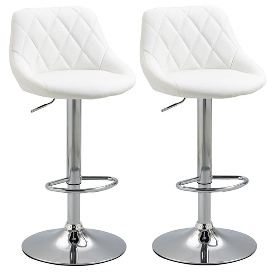 set 2 swivel design bar stools with adjustable height - white - Borgè