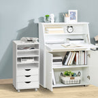 Vadet Tagged Coaching Daid with 4 wheels 4 shelves 3 drawers in Wooden Wooden White MDF 38 x 30 x 86.8 cm - Borgè