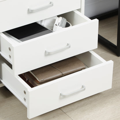 Wooden designer winner with 4 drawers, wheels and raised edges, 40x36x65cm, white - Borgè