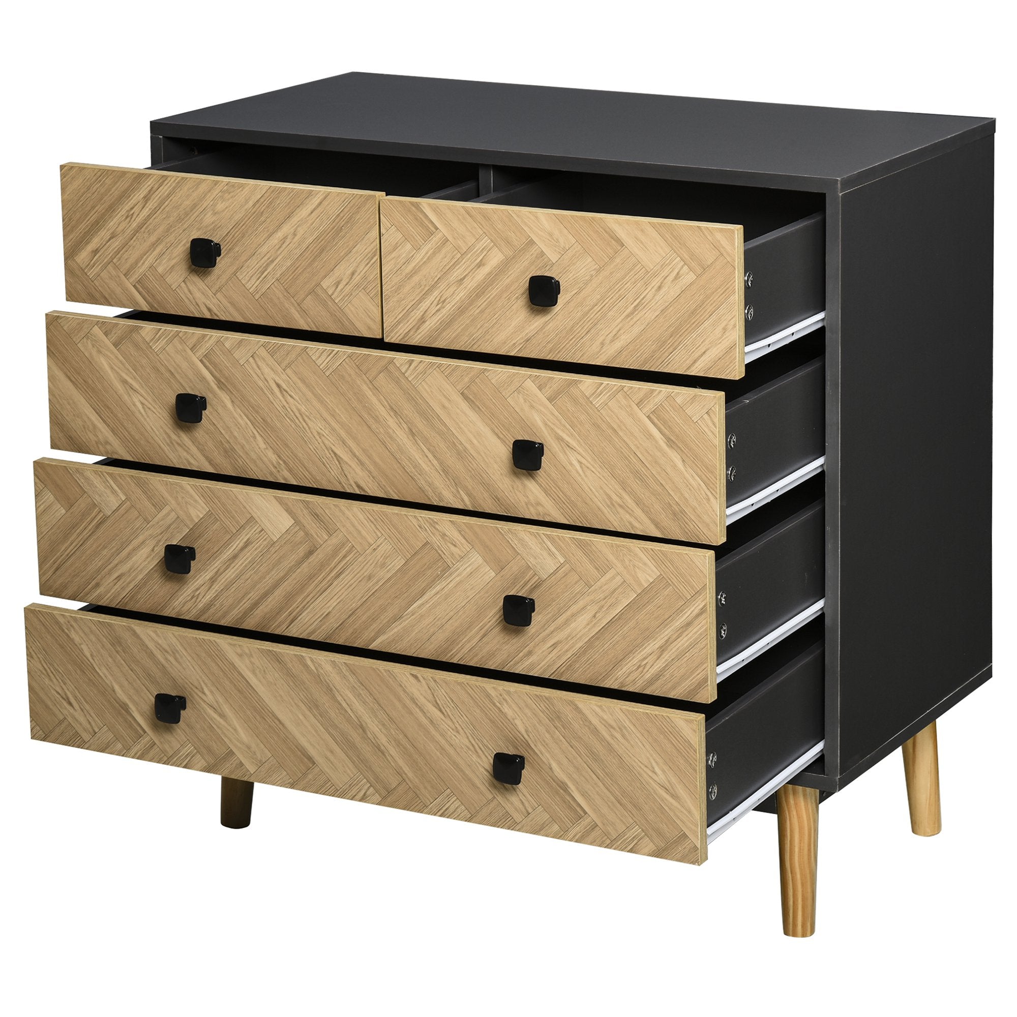Bedroom chest of drawers with 5 drawers in industrial vintage style - Borgè